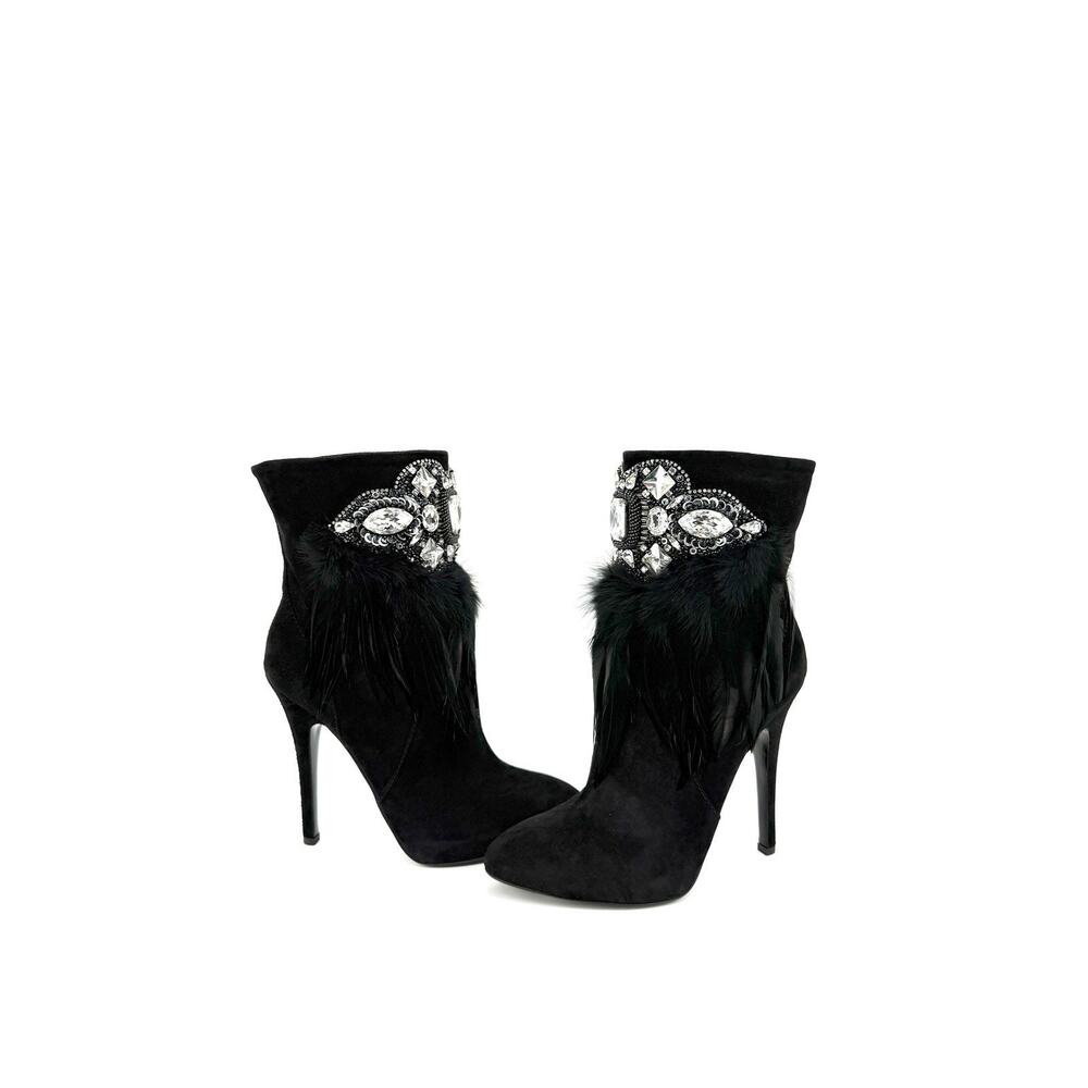 NIB Balmain x Giuseppe Zanotti Rihanna Bootie 39 US 9 Jewel Feathers Ankle Boots - Picture 6 of 13